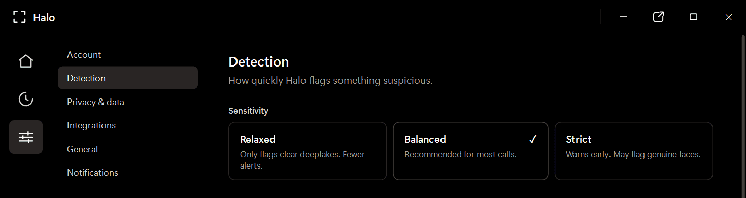 Halo detection sensitivity and evidence controls
